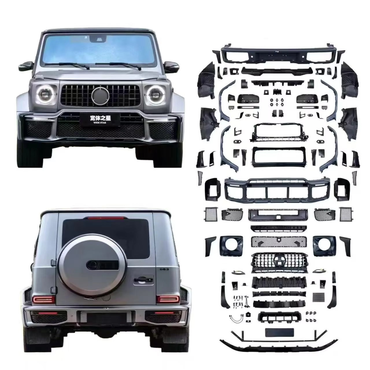 G800 style body kit for Mercedes-Benz G-Class W464 W465 (2018-2025, front and rear bumper grilles)