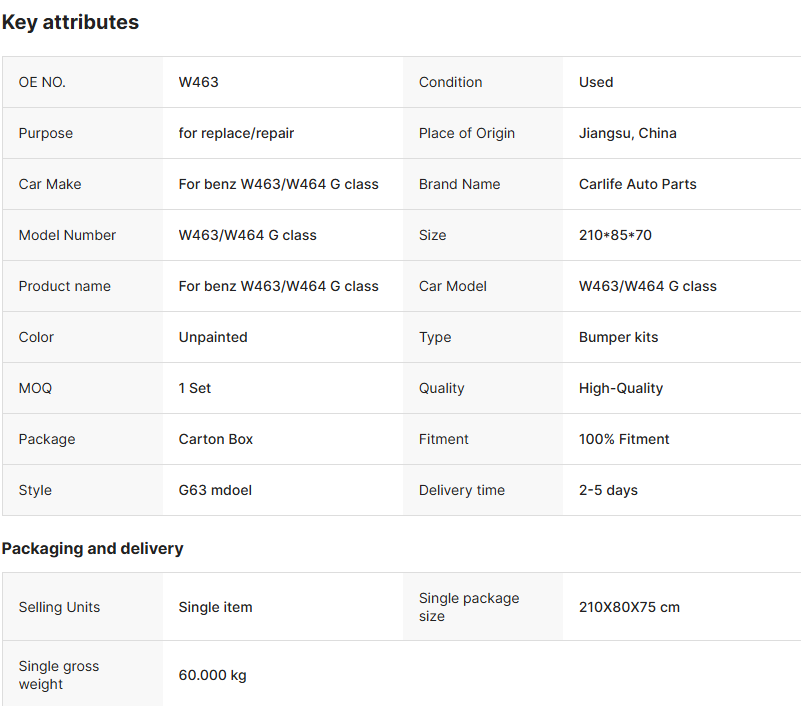 Auto Performance AMG G63 Car Bumpers Body Kit for Mercedes Benz W463 G Class G350 G500 2004-2018 Year Changed W464 G63 AMG Model