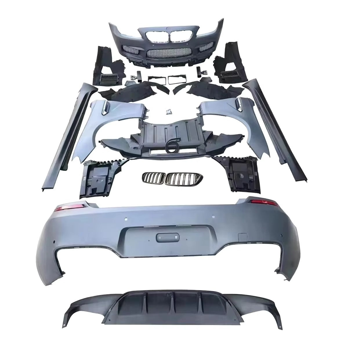 PP Plastic Front and Rear Bumpers Bodykit for BMW 6 Series F06 2011-2018 Conversion to M6 Style.