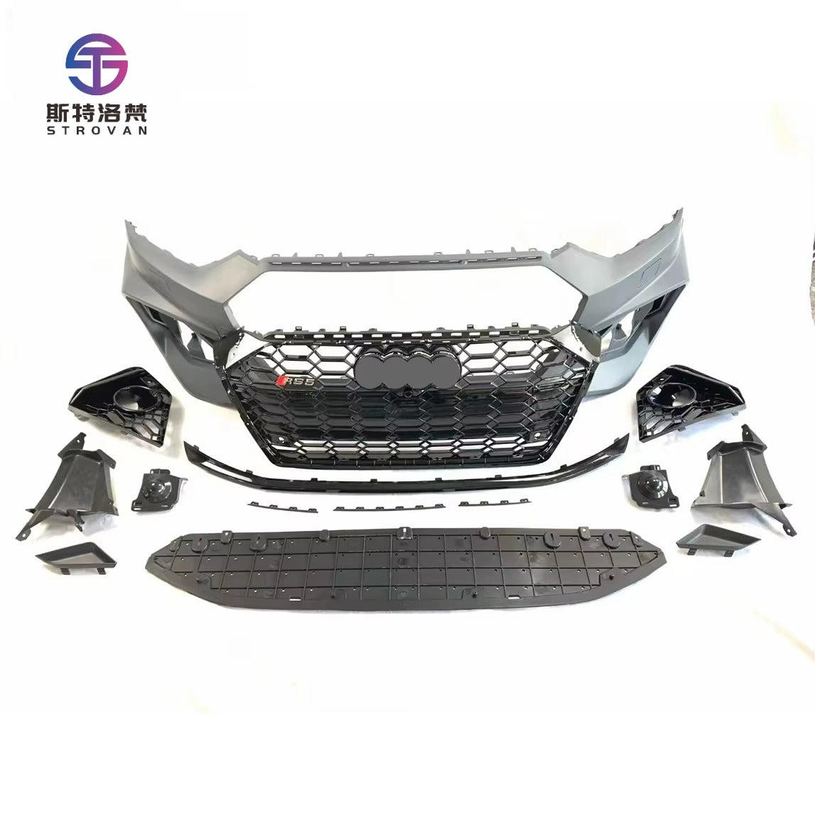 Auto Facelift Refit Body Kit for Audi A5 S5 B9.5 2021-2022 Update to Racing RS5 Honeycomb Style Front+Rear Bumper Assembly Skirt