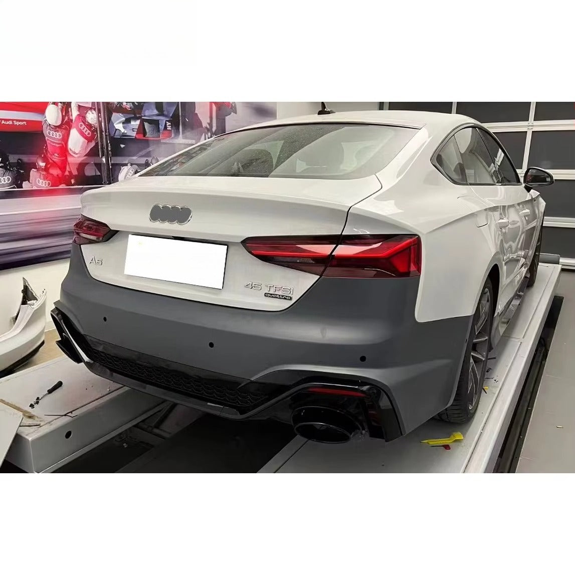 Auto Facelift Refit Body Kit for Audi A5 S5 B9.5 2021-2022 Update to Racing RS5 Honeycomb Style Front+Rear Bumper Assembly Skirt