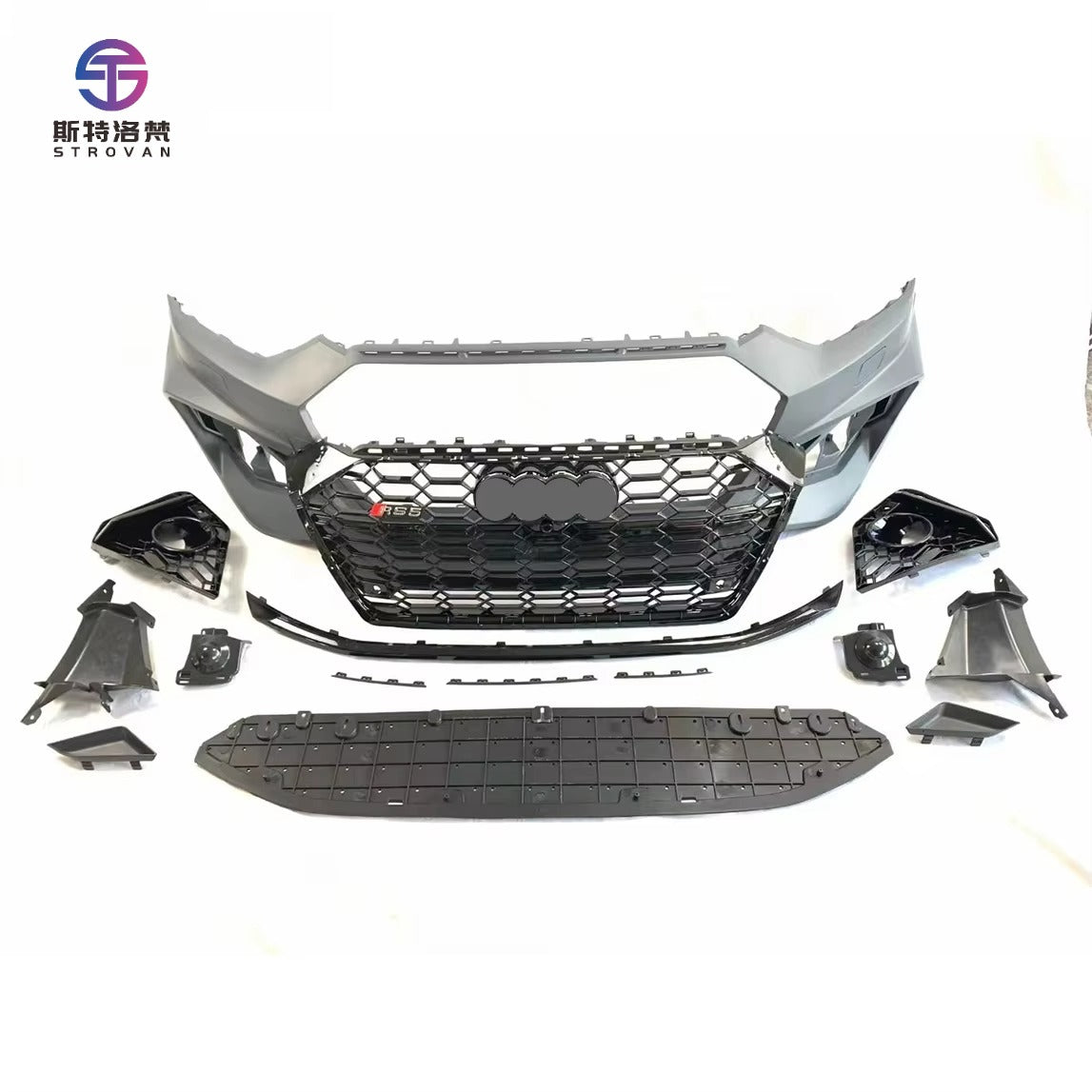 Auto Facelift Refit Body Kit for Audi A5 S5 B9.5 2021-2022 Update to Racing RS5 Honeycomb Style Front+Rear Bumper Assembly Skirt